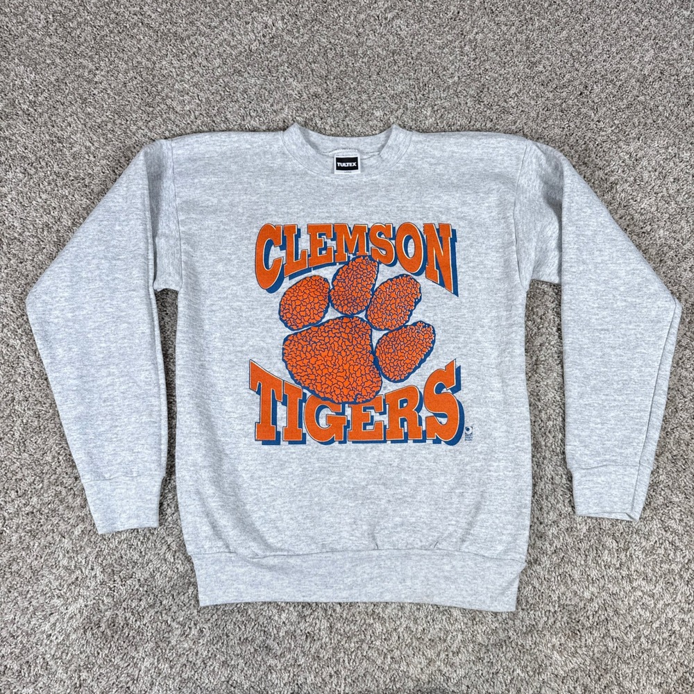 Tultex Clemson Tigers Sweatshirt Mens Large Gray Cotton‎ Blend Vintage 90s NCAA